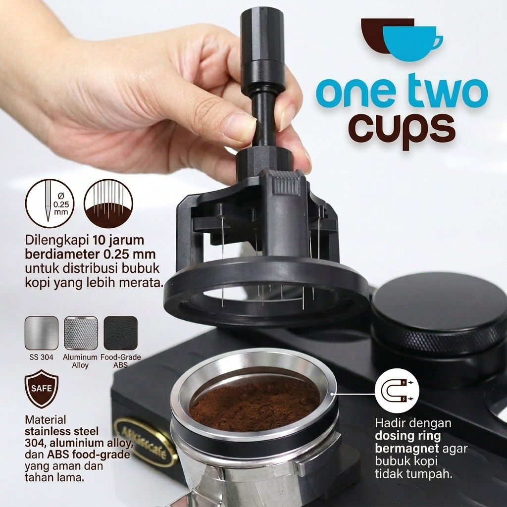 WDT Barista 10 Needle Espresso Coffee Distribution Stirrer - หนึ่งสองถ้วย