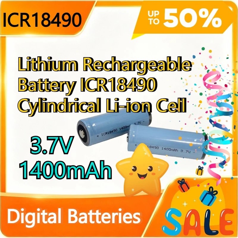 18490 1400mAh 3.7V แบตเตอรี่ลิเธียมแบบชาร์จไฟได้ ICR18490 เซลล์ลิเธียมไอออนทรงกระบอก
