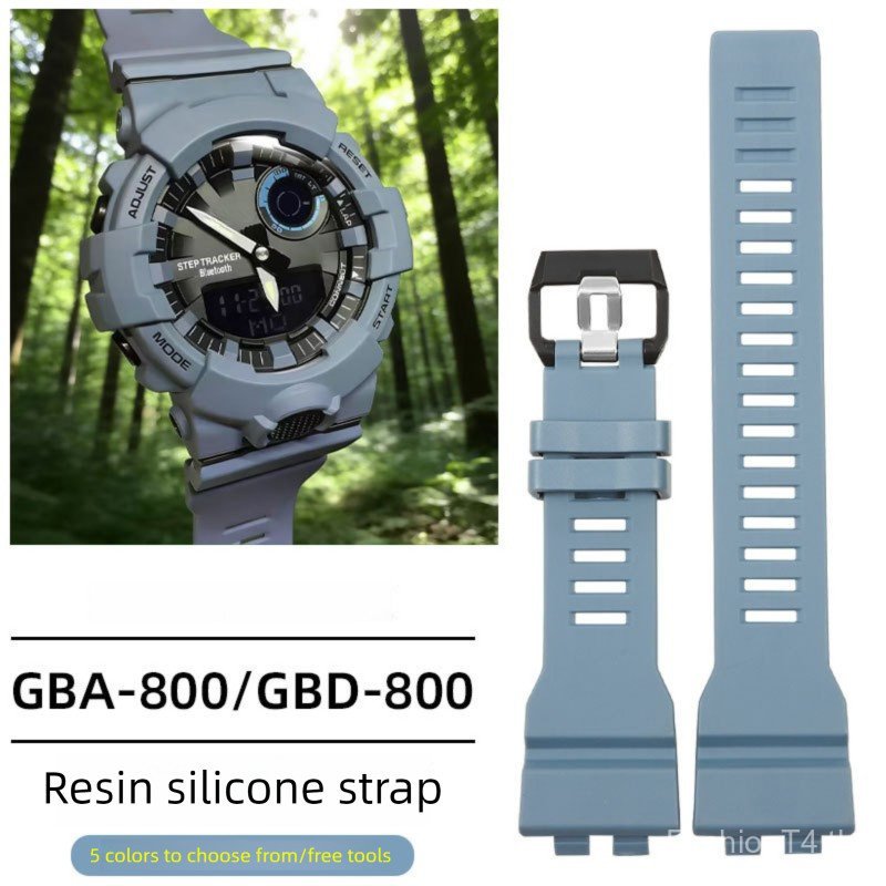 สายนาฬิกาเรซินสายคล้องคอหลายสีสําหรับ GBA-800 GBD‐800 GMA‐B800 GMD‐B800 สีดําสีขาวกองทัพสีเขียวเทาเห