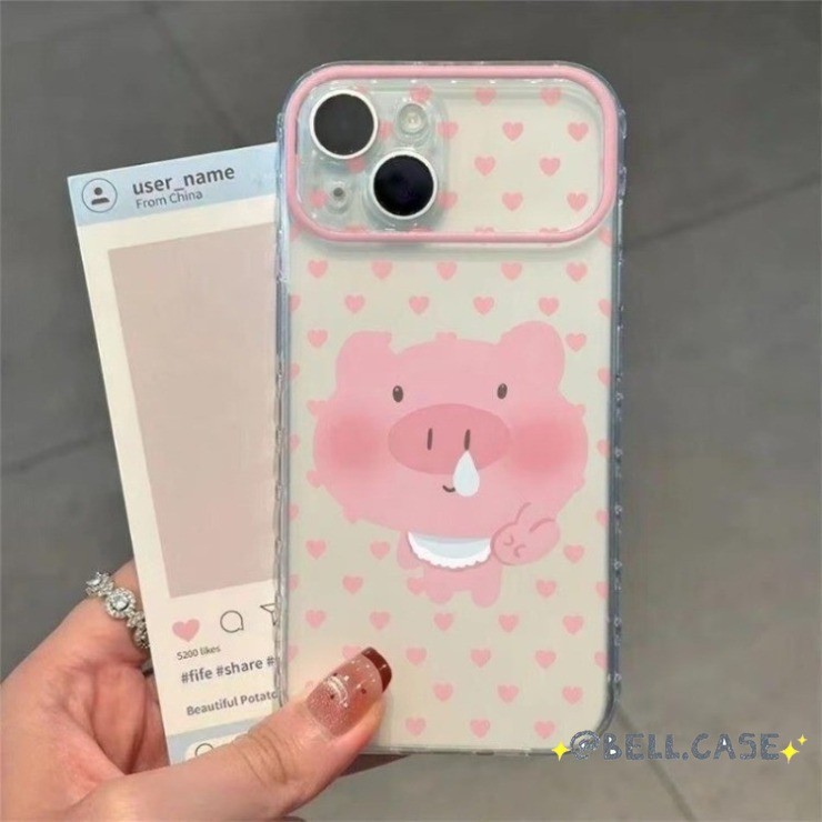 สําหรับ IPhone 17 16 15 14plus 13 12 11ProMax X XR XSMax 78plus น่ารักรักแป้ง Piggy เคสโทรศัพท์นุ่ม
