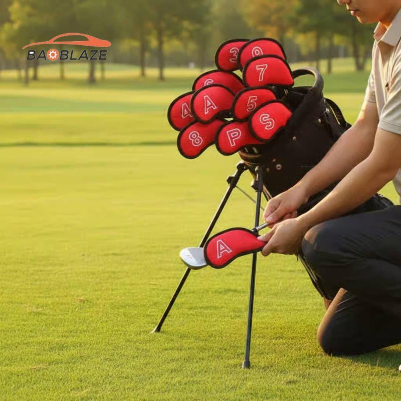 [Baoblaze] 10 ชิ้น Golf Iron Covers Golf Iron Headcover Set Easy Identification