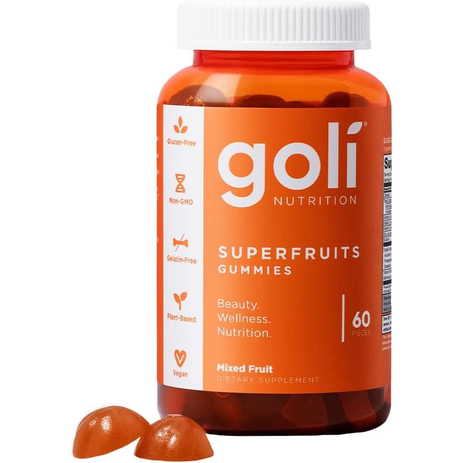 Goli Superfruits Beauty Gummies with Bamboo Silica - วิตามิน A, C, E, Zinc - รองรับคอลลาเจนด้วย Supe
