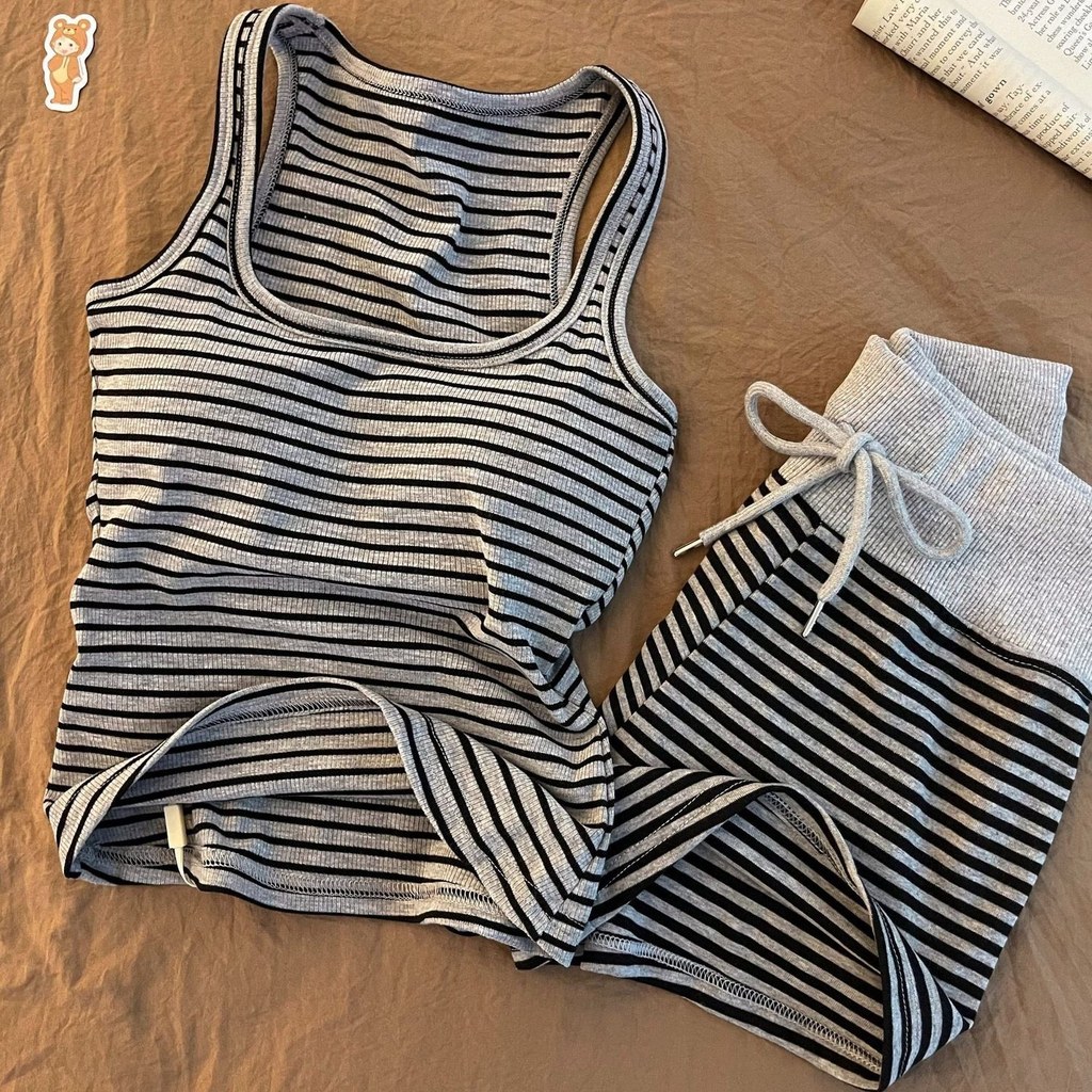 Niche Fashion Stripes with Chest Pads Sling Pyjamas Women Shorts Niche Fashion Stripes with Chest Pa