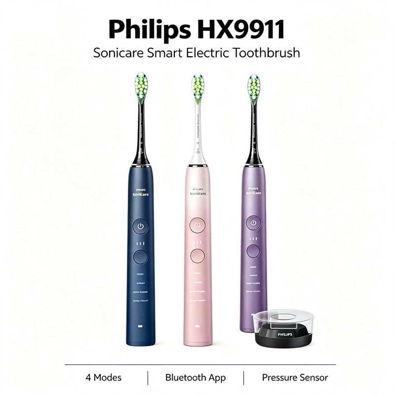 Philips HX9911 Sonicare DiamondClean 9000 แปรงสีฟันไฟฟ้าโซนิคอัจฉริยะแอพบลูทูธ 4 โหมดเซ็นเซอร์ความดั