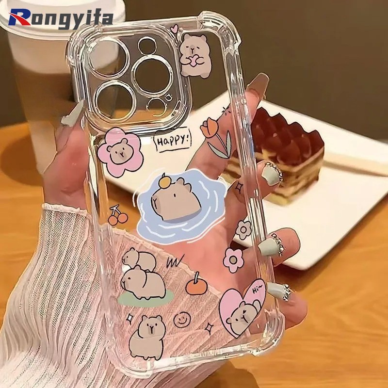 น่ารัก Capybara Clear เคสโทรศัพท์สําหรับ Samsung Galaxy M62 M56 M55 M54 M53 M52 M51 M44 M42 M40 M36 
