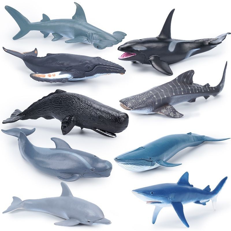จําลองสัตว์ทะเล Undersea Creature ของเล่น Great White Shark Shark Killer Whale Dolphin Spread Whale 