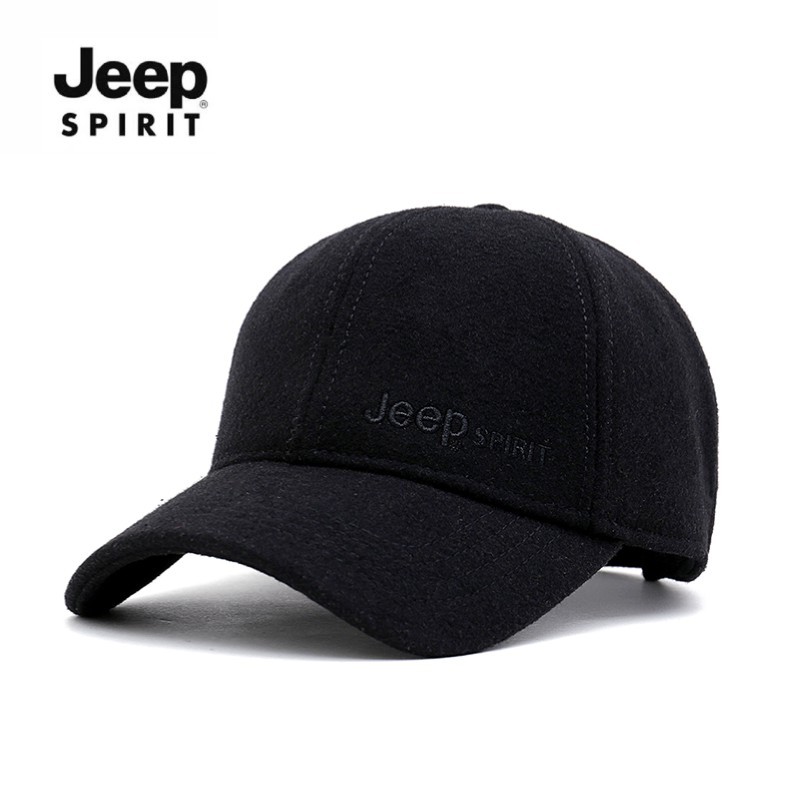 Jeep SPIRIT Jeep แฟชั่นหมวกทําด้วยผ้าขนสัตว์ผู้ชายหนาฤดูหนาวหมวกเบสบอลที่อบอุ่นหมวกฤดูใบไม้ร่วง