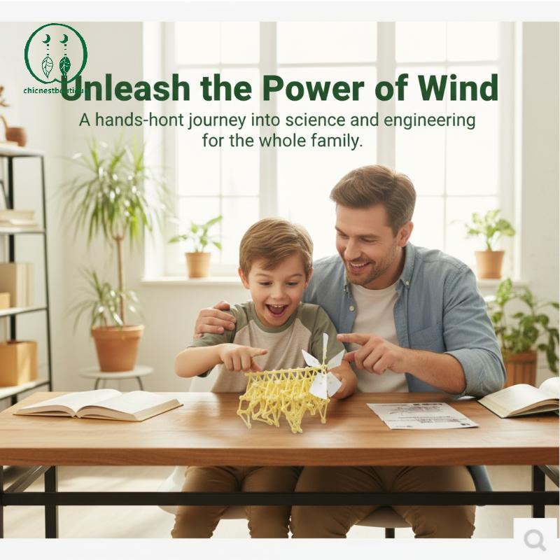 [Chicnest] STEM Science Educational Puzzle Toy Wind Powered Beast DIY Assembly Mechanical Kit for Ki