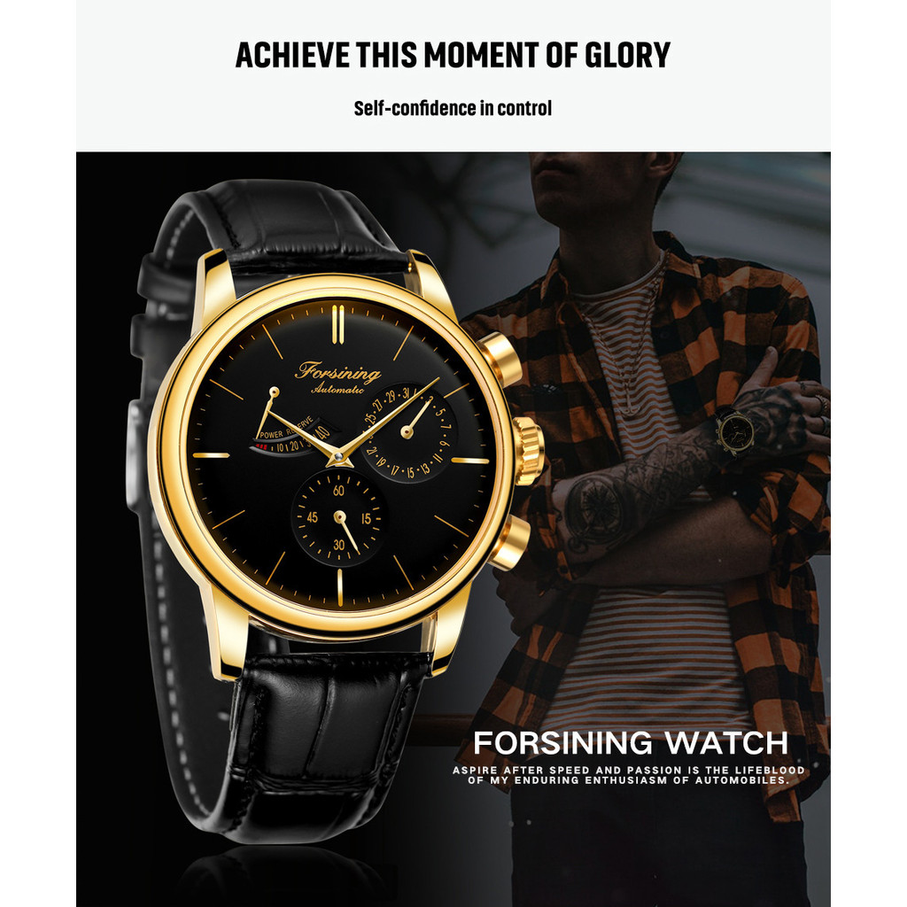 Forsining Waterproof Multi-function Mechanical Watch Power Display Men Ready Stock