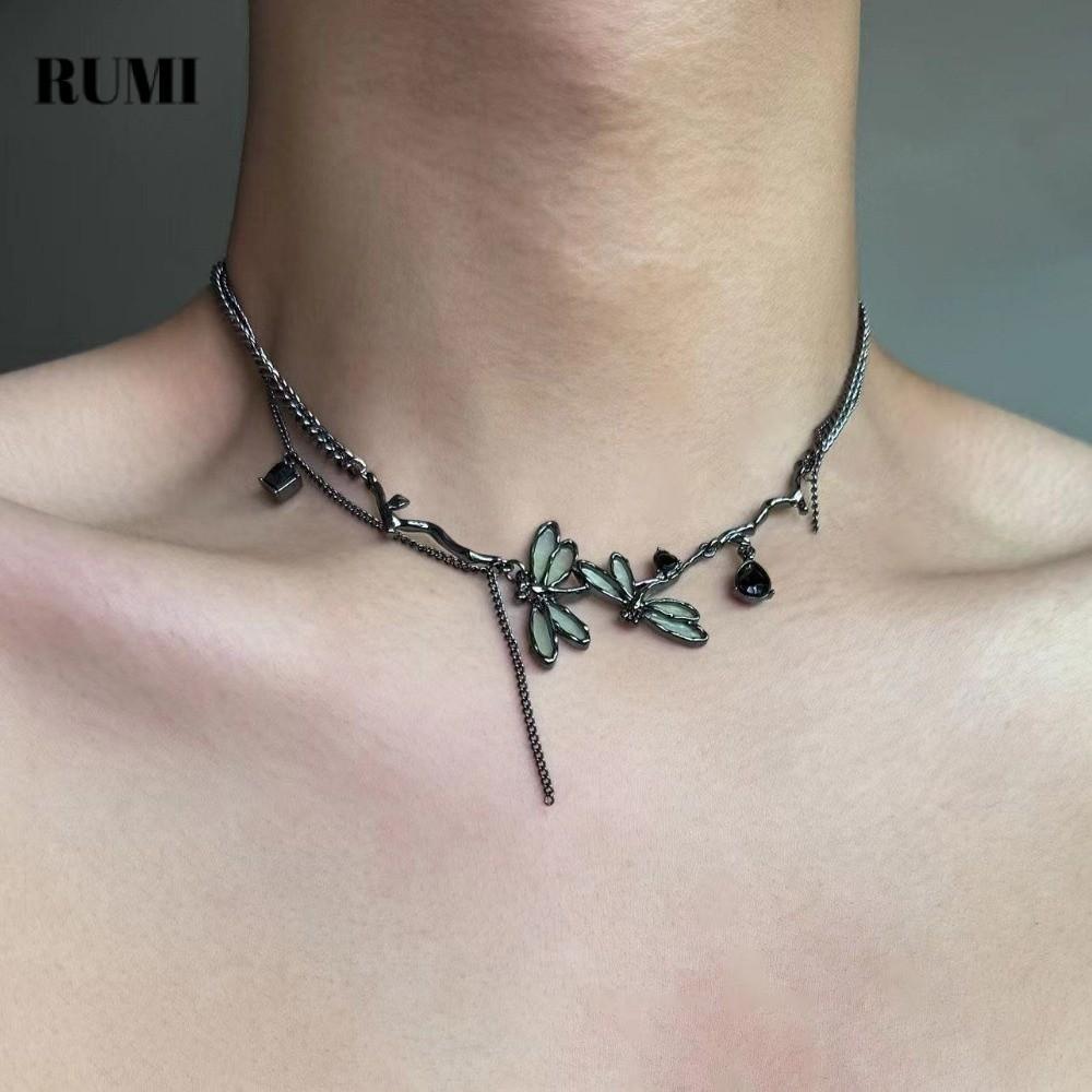 รูมิ‌ สร้อยคอโชคเกอร์, Punk Grunge Rock Spliced Cross Necklace, Vintage Y2K Silver Cross Pendant Cha
