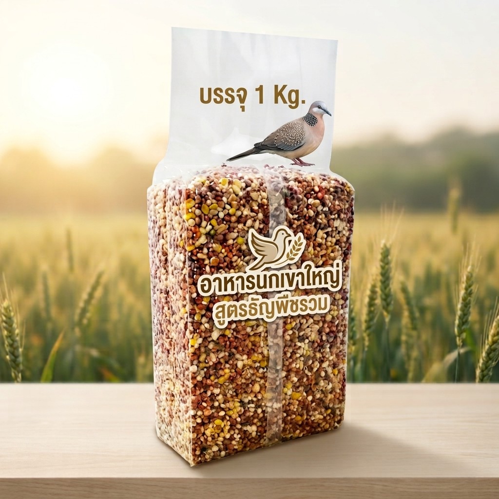 ธัญพืชรวมสำหรับนกเขาใหญ่ เพื่อการเจริญเติบโต 1 Kg.