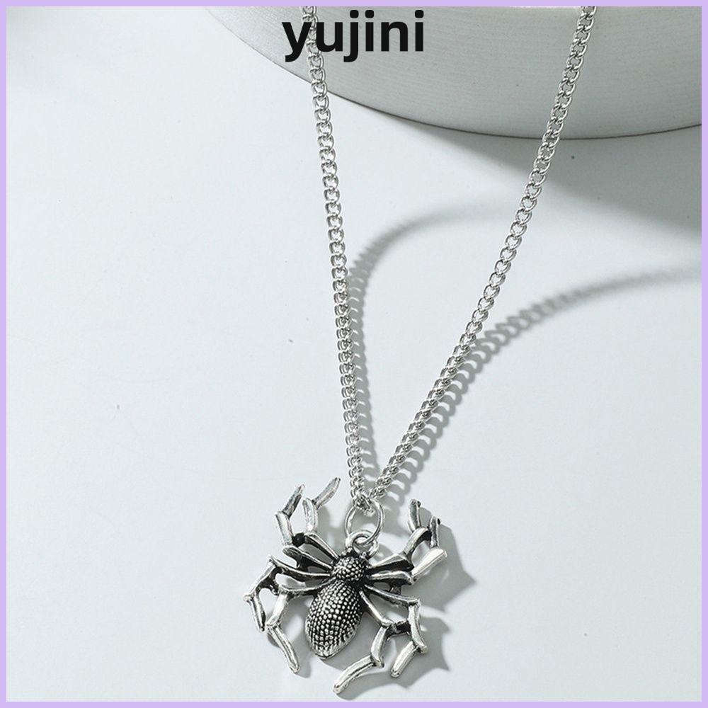 YUJINI สร้อยคอจี้แมงมุม Street Biker เครื่องประดับสีเงิน Choker สแตนเลส