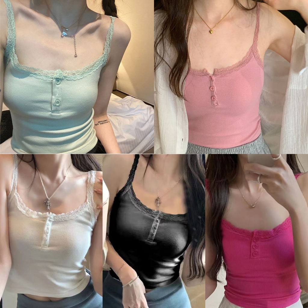 [ส่งจากไทย] 𝙎𝙩𝙪𝙙𝙞𝙤𝘽𝙧𝙖 #bra-256_ไม่มีฟองน้ำ เสื้อสายเดี่ยว ไม่มีฟองน้ำ สายลูกไม้น่ารัก อกเป็นกระดุม