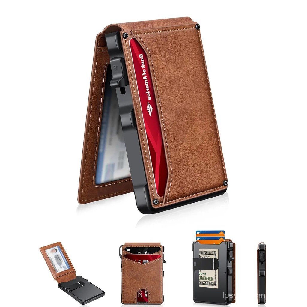 Summer Wins-Minimalist Mens Slim Wallet: 9 - 13 Cards, Money Clip, ID Window. RFID - Blocking, Alumi
