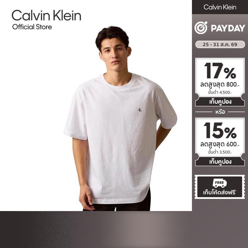 CALVIN KLEIN เสื้อยืดคอกลมแขนสั้นผู้ชาย Back Graphic ทรง Relaxed รุ่น 4RAB818 YAF-สีขาว