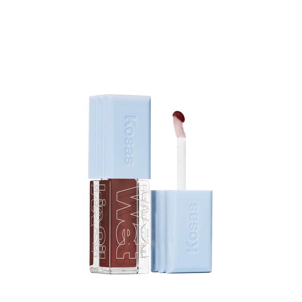 Kosas Wet Lip Oil Gloss – Plumping Peptide Lip Treatment Gloss in Sheer Rich Brown, Hydrating with H