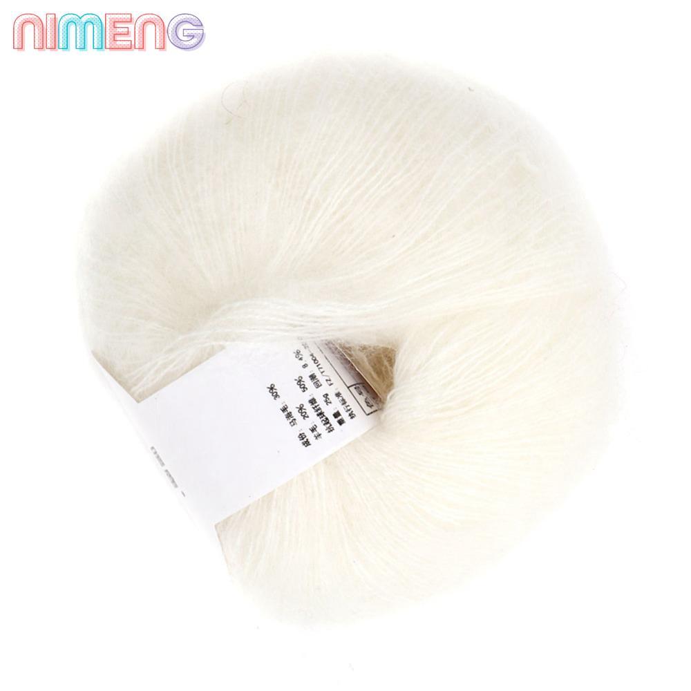 NIMENG Mohair Yarn, Thin Gauge Soft Texture Faux Mohair Yarn, Soft Fuzzy Fur Long Wool Fine Yarn สํา
