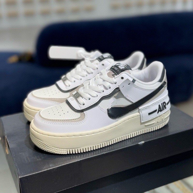 รองเท้าผ้าใบ 3A Air Force No. 1 เย็บ Macaron Series AF1 สาวรองเท้าสีขาวผู้ชายผู้หญิงรองเท้าหนา Soled