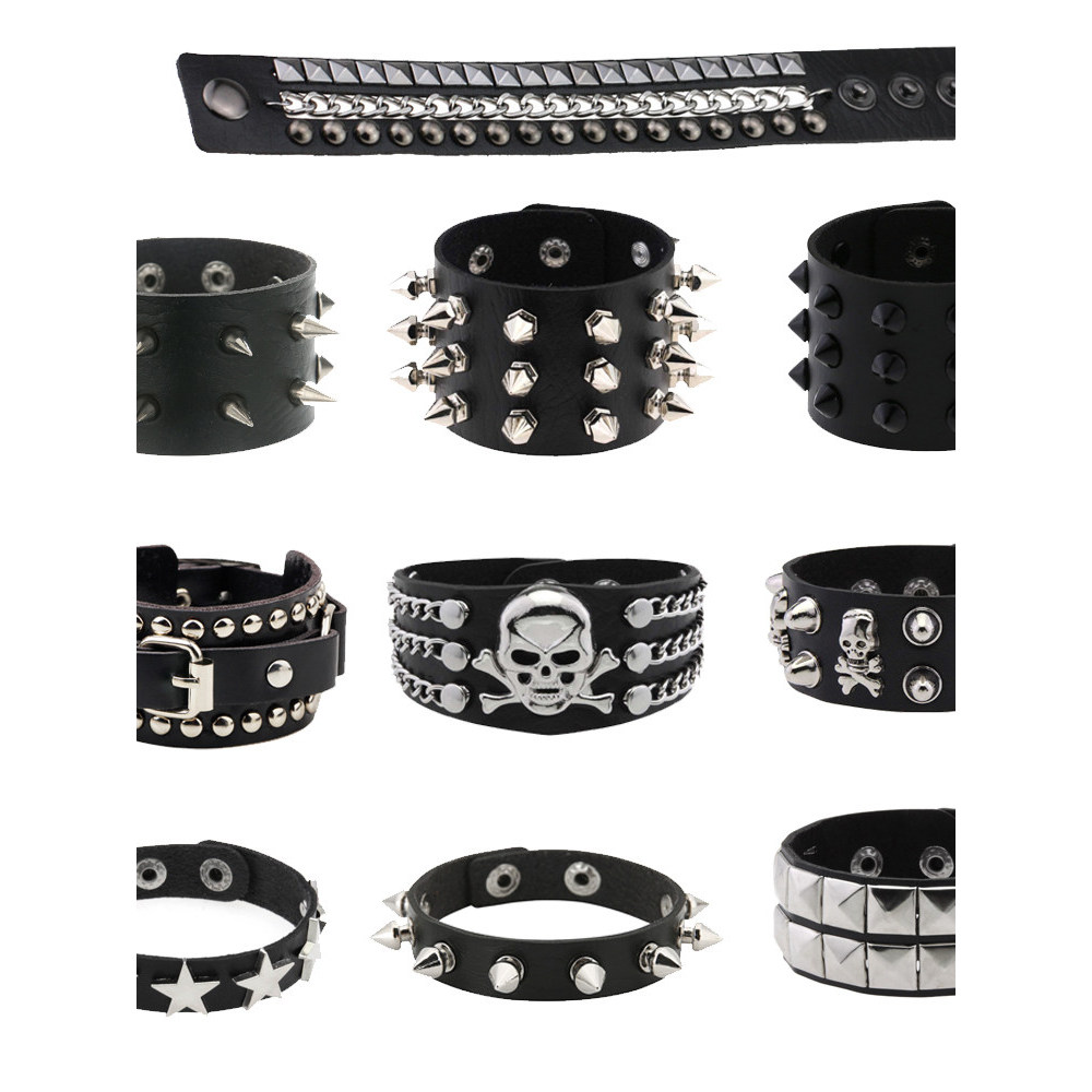 สร้อยข้อมือ coquette bracelet European American Punk Style Rivet Leather Bracelet Unisex Y2K Unique 