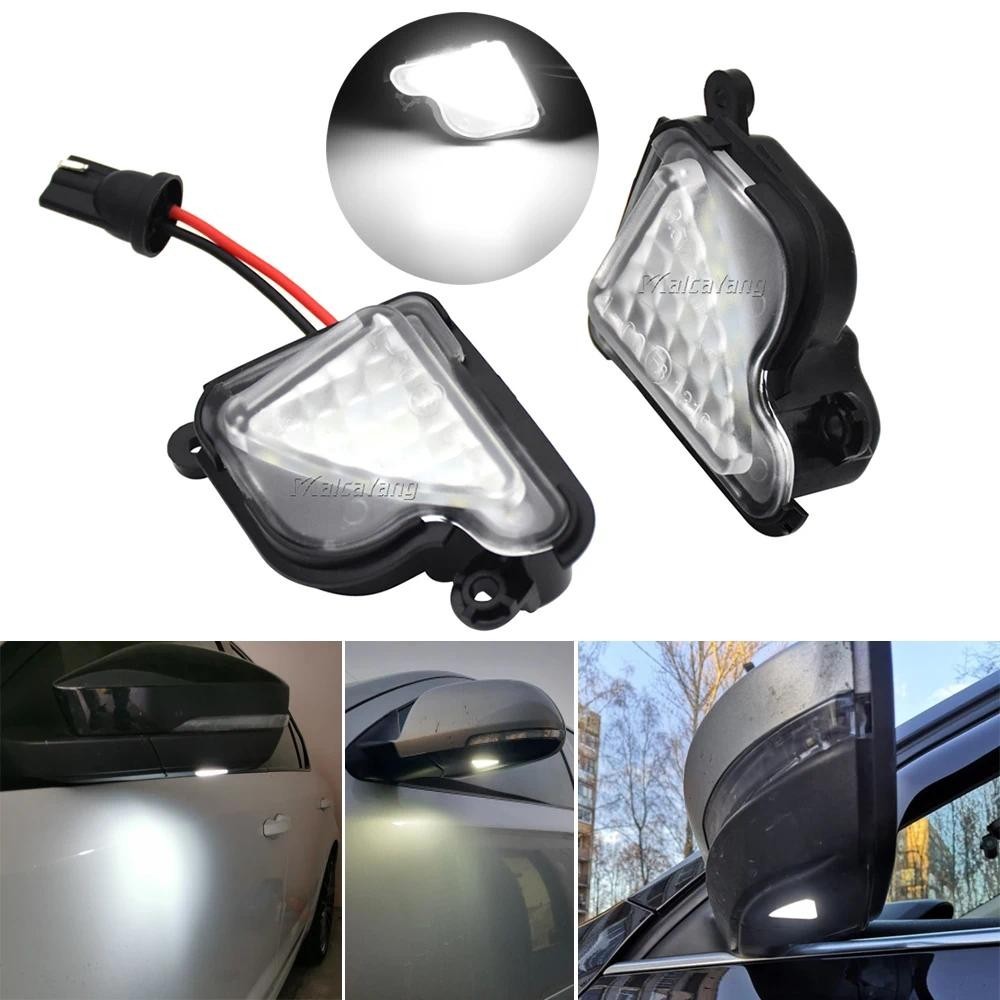2 ชิ้น LED ด้านข้างกระจก Puddle ไฟ CANBUS ไม่มีข้อผิดพลาดสีขาวสําหรับ Skoda Superb MK2 Octavia MK2 M