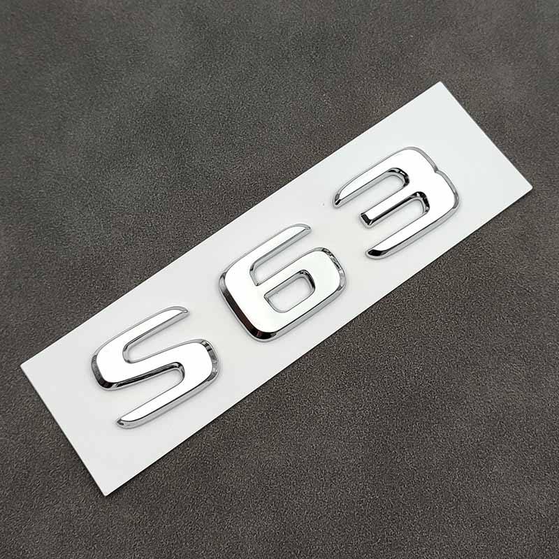 3D ABS Chrome โลโก้ S63 ตัวอักษรรถ Trunk Emblem Badge Decal สําหรับ S63 S63 สติกเกอร์อุปกรณ์เสริม