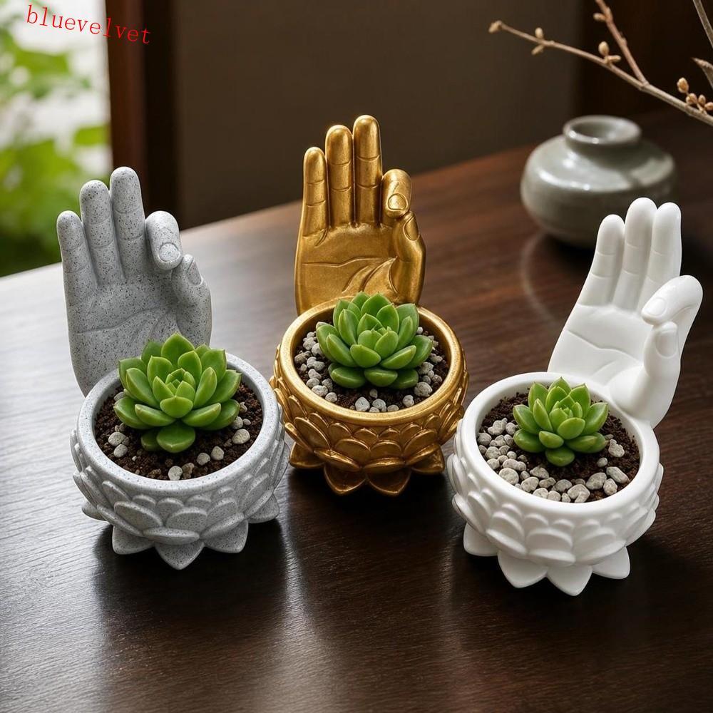 BLUEVELVET โลตัสรูปดอกไม้หม้อ, 3D พิมพ์ Creative Succulent Planter, ตกแต่งหม้อ Ok มือน้ําหนักเบาตลก 