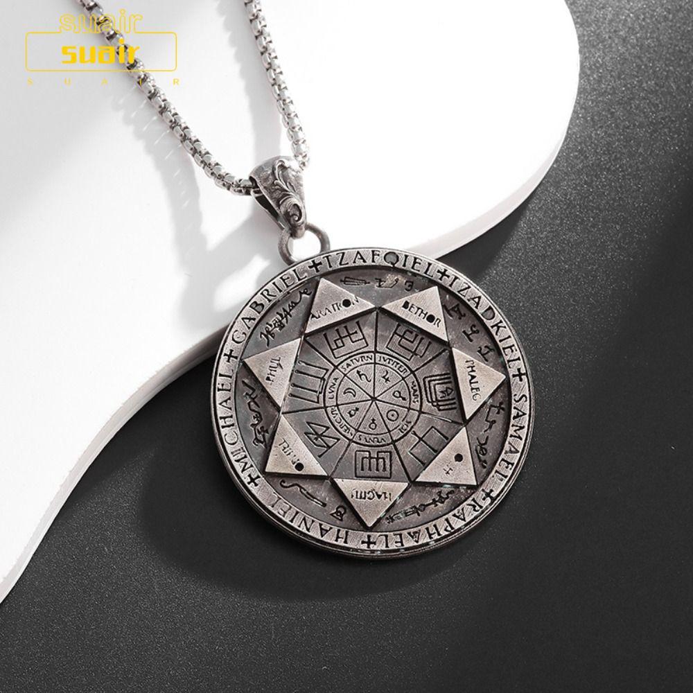 SUAIR Solomon Amulet สร้อยคอ, Amulet Polishing 7 Archangels Seal จี้, Gothic Hip Hop เครื่องประดับสแ