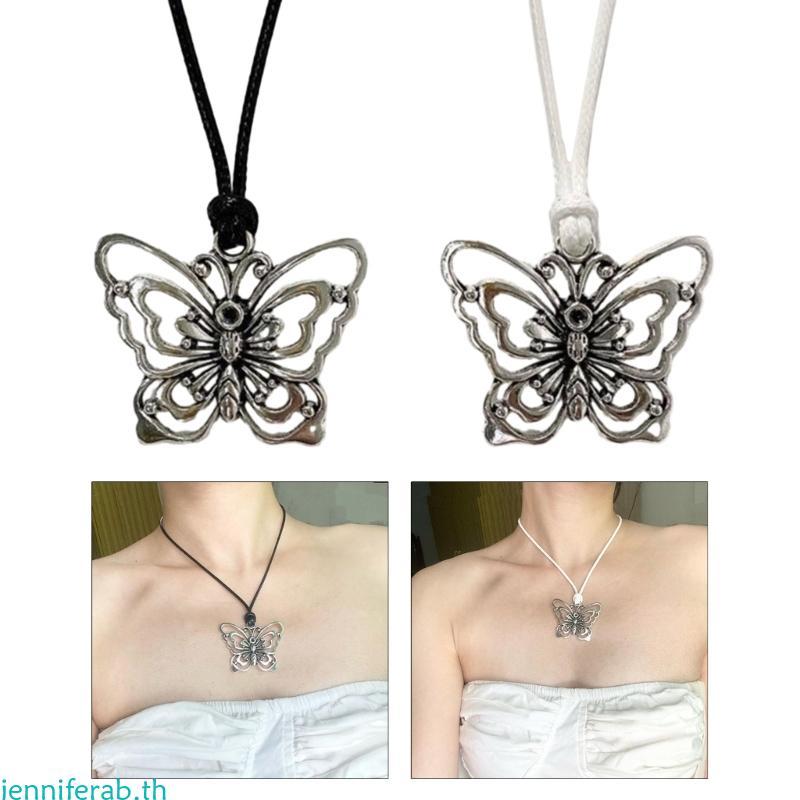 Jenniferab Y2K สร้อยคอจี้ผีเสื้อผู้หญิงหรูหรา Punk Clavicle Chain เครื่องประดับแฟชั่น 2023 งบคอ Ch