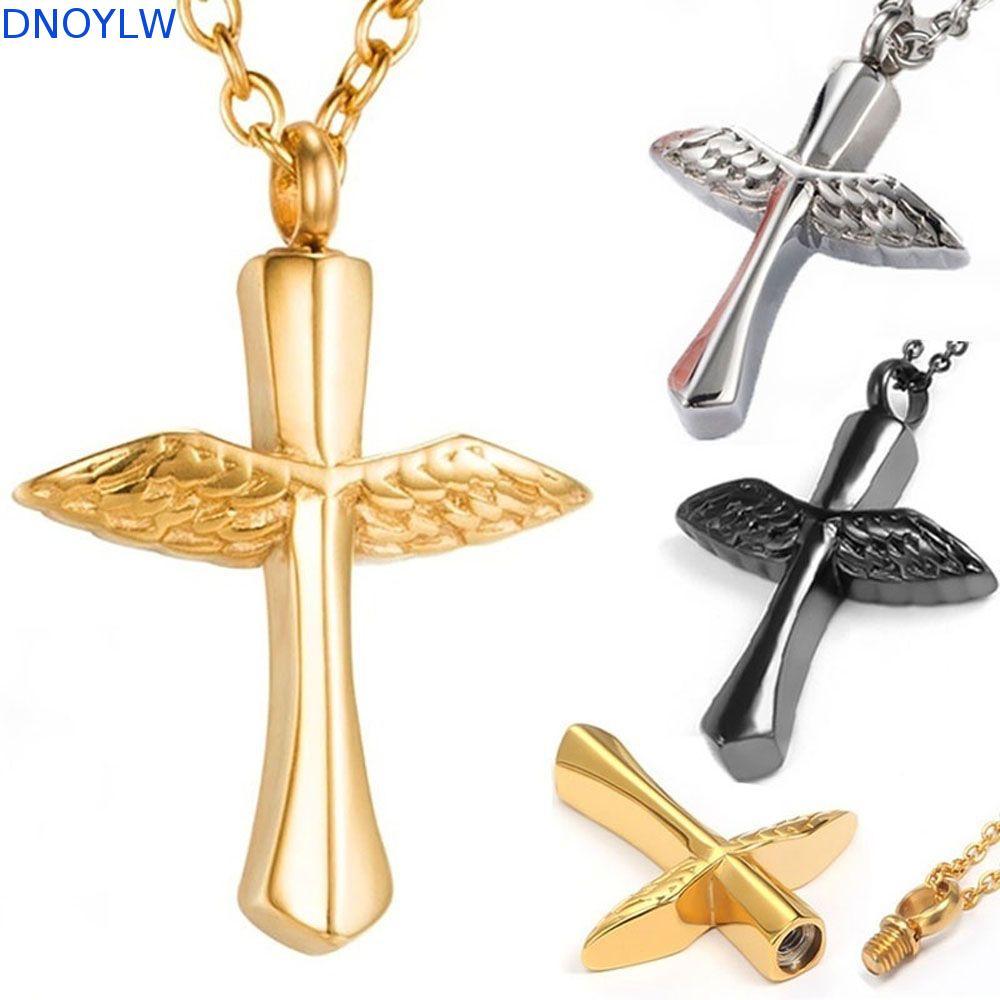DNOYLW สร้อยคอ Urn งานศพ 1 ชิ้น Keepsake Memorial Cross Vial จี้