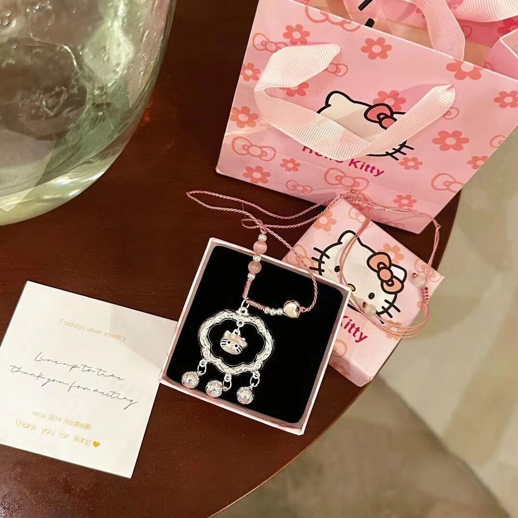 [ks1084.th] ไม่ซีดจาง Xiangyun KT สร้อยคอ Bell kt น่ารัก ins Niche Sweet Design Safe Katie แฟนของขวั