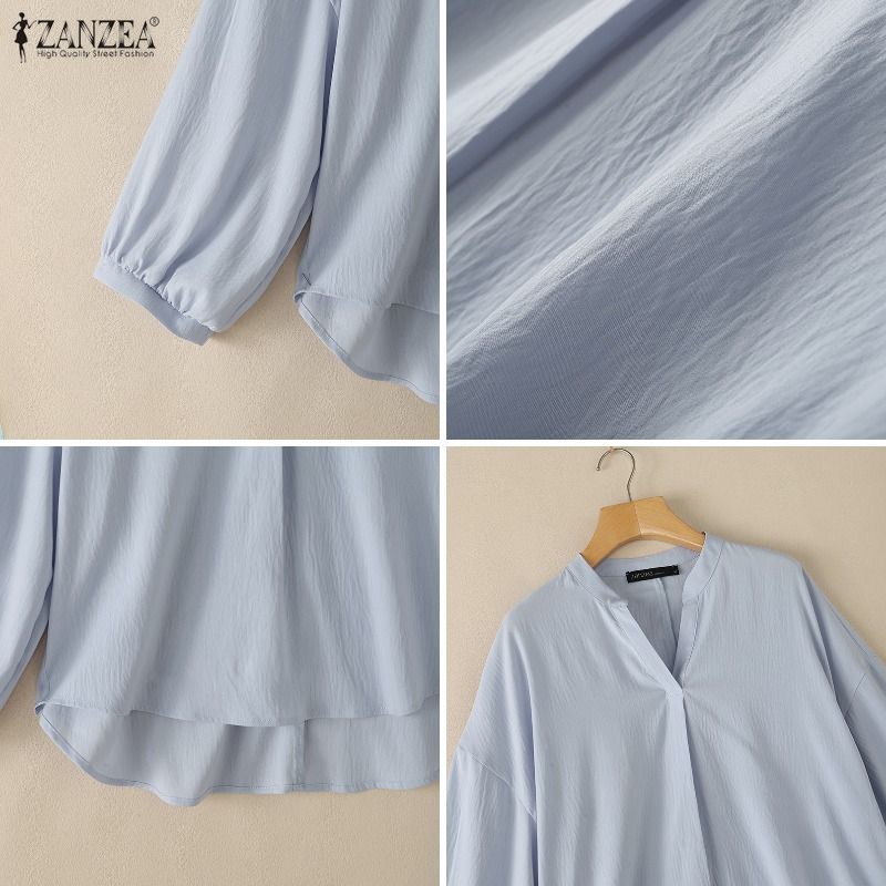 ZANZEA เสื้อเบลาส์คอวีแขนยาวสูงเกาหลีสําหรับผู้หญิง — صورة 8