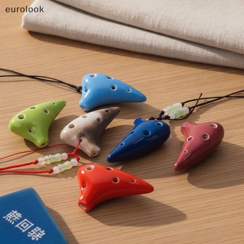 [EUL] Mini 6 Hole Alto C Ocarina เซรามิคเครื่องปั้นดินเผาขลุ่ย Nelace สไตล์แบบพกพาเครื่องมือลมสําหรั