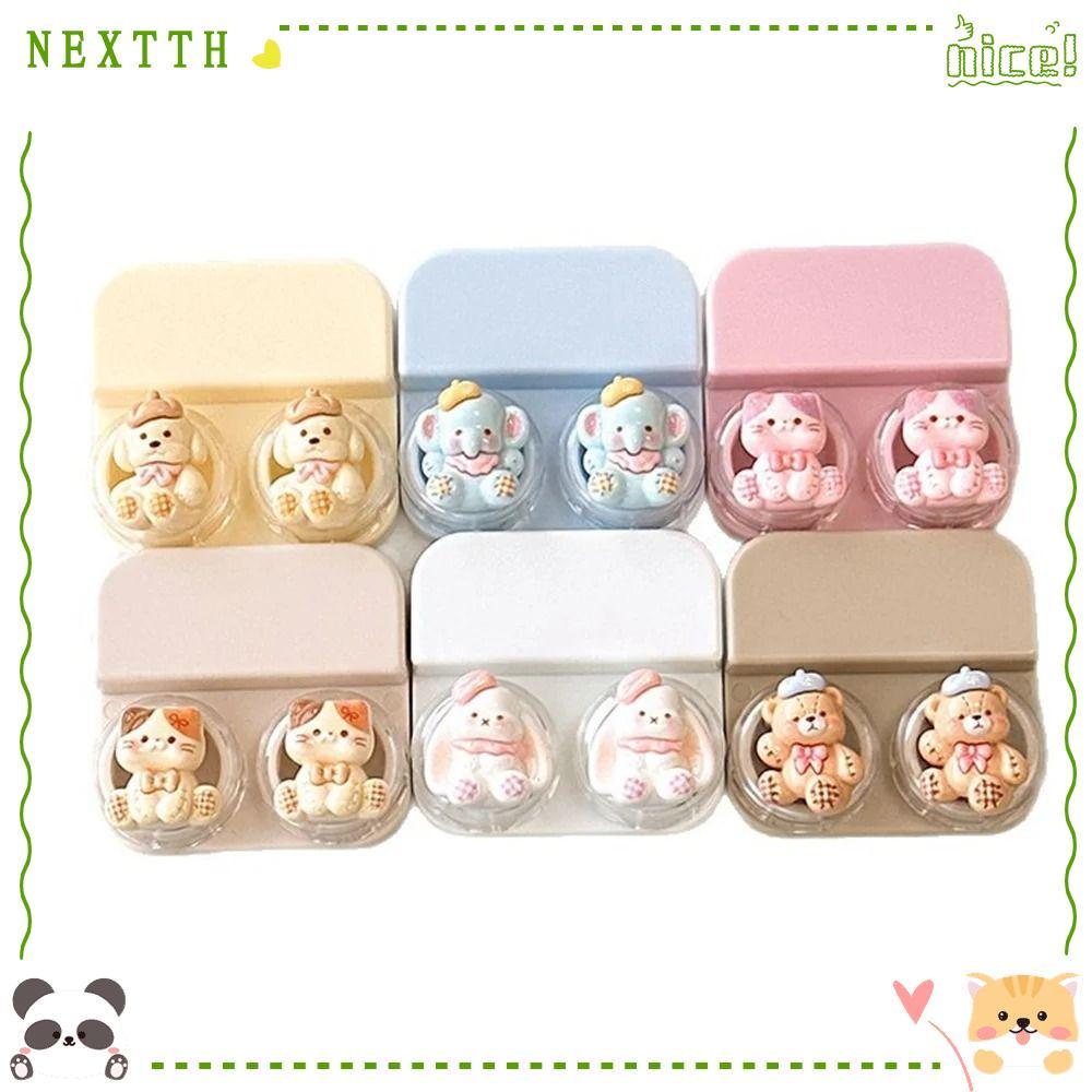กล่องเลนส์ NEXTTH, ABS พร้อมคอนแทคเลนส์ไม้กายสิทธิ์ดูด, แบบพกพาพร้อมแหนบเลนส์แบบลิ้นชักการ์ตูนทุกวัน