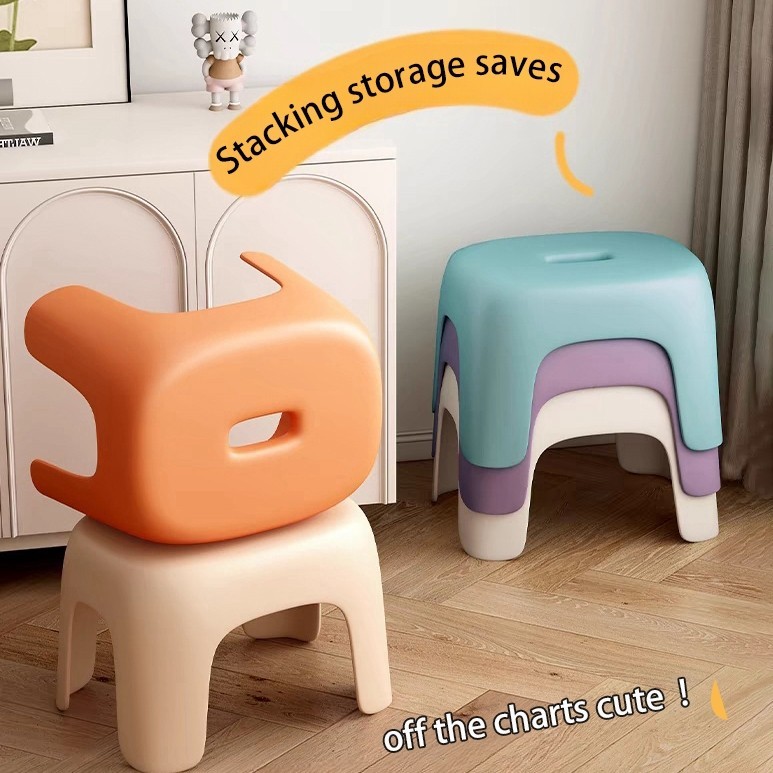 Strong and Durable Small Stool Plastic Stool Large Size Rounded Corner Stackable Stool Anti-Skid Low