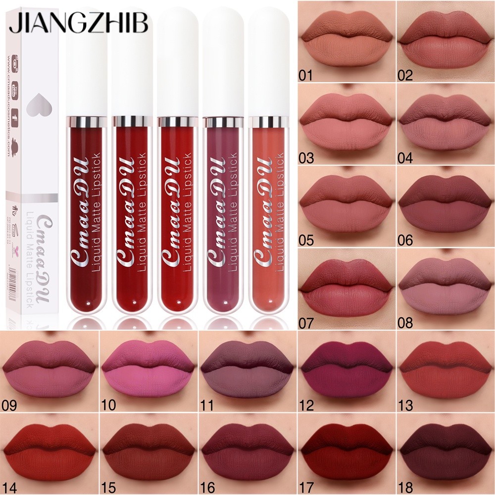 JIANGZHIB CmaaDu-Matte Velvet Lipstick 18 สีลิปกลอสกันน้ํา Long Lasting Moisturizing เพื่อความงาม