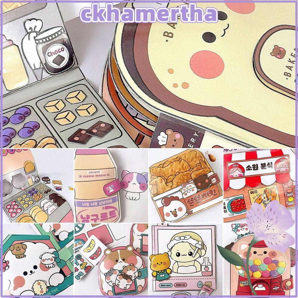 CKHAMPH Waffle Quiet Book, Bread Colourful Cartoon Busy Book, Creative Paper Fried Chicken ร้านสะดวก