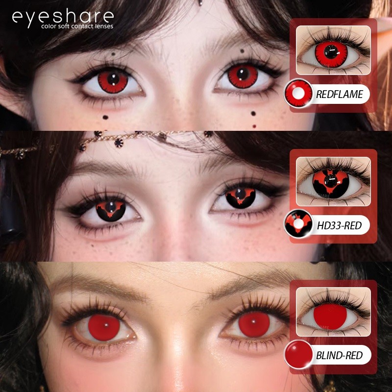 【COD~Spot Goods】EYESHARE คอนแทคเลนส์สีแดงสำหรับคอสเพลย์ 2 ชิ้น คอนแทคเลนส์ฮาโลวีน ขนาด 14.5 มม.