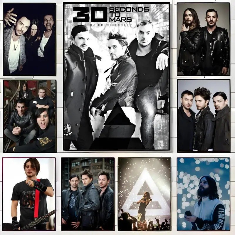 OXFP t-Thirty Seconds to Mars Alternative_Rock โปสเตอร์ Wall Art พิมพ์โปสเตอร์ตกแต่งภาพจิตรกรรมฝาผนั