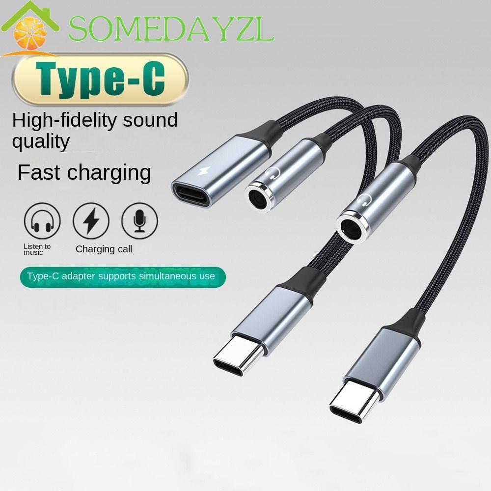 SOMEDAYZL Type C ถึง Dual Type C Cable, Dual USB C Converter 2-in-1 USB C ถึง Aux Audio Cable, Aux S