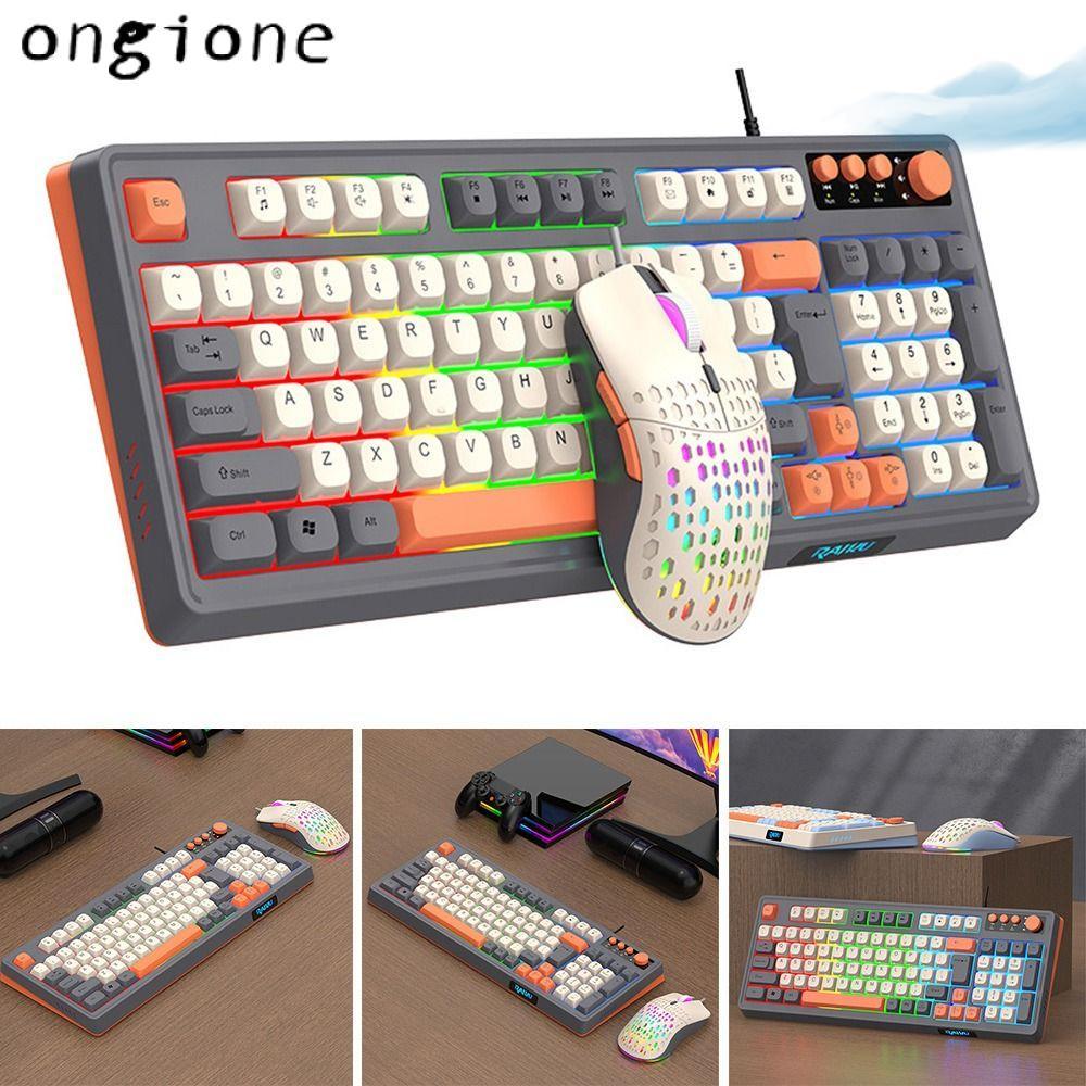 แป้นพิมพ์ ONGIONE RAID T98, คีย์บอร์ดเมาส์ชุด, 98 คีย์เค้าโครงการเชื่อมต่อ USB แบ็คไลท์เกมคีย์บอร์ดแ