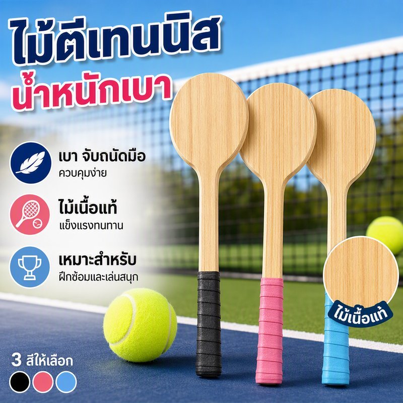 COD ไม้ซ้อมเทนนิส ไม้สน ฝึกความแม่นยำการตีลูก น้ำหนักเบา ด้ามจับกันลื่น สำหรับซ้อมวงสวิงทุกที่