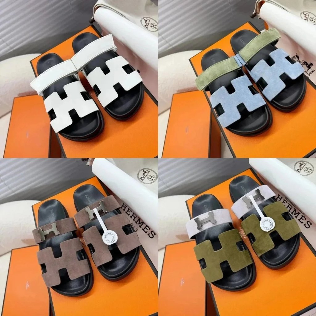Hermes Hermes lzmir Series คู่สไตล์เก่าลุงรองเท้า Retro ลุงรองเท้าแตะ H รองเท้าแตะผู้ชายผู้หญิง Herm