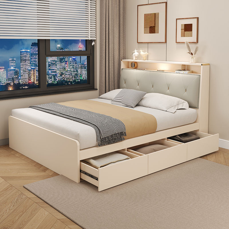 Bed Frame With Mattress Storage Bed Frame Super Single/Single/Queen/King Bed Frame Soft Back Headboa