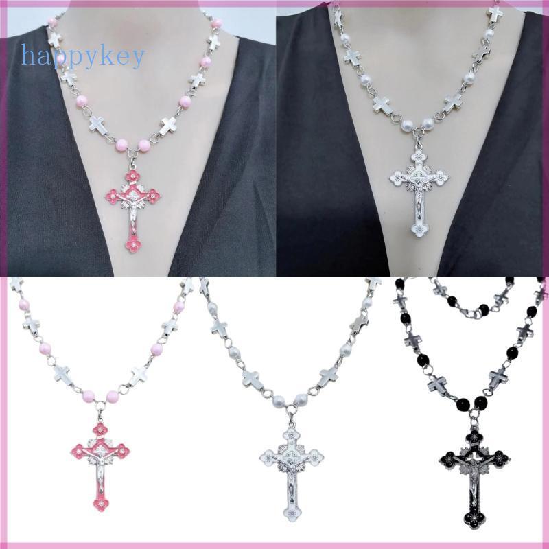 Hap Handmade Pearls ลูกปัดสร้อยคอลูกประคําสร้อยคอจี้ข้ามคาทอลิกism