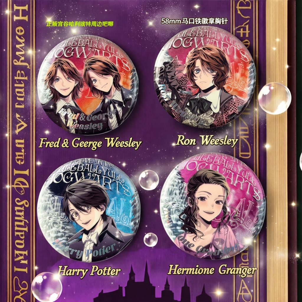 Guangu Harry Potter Merchanded Bar Chirp Tinplate Badge Melodyเชิญ 58 มม.ป้ายเข็มกลัด DM