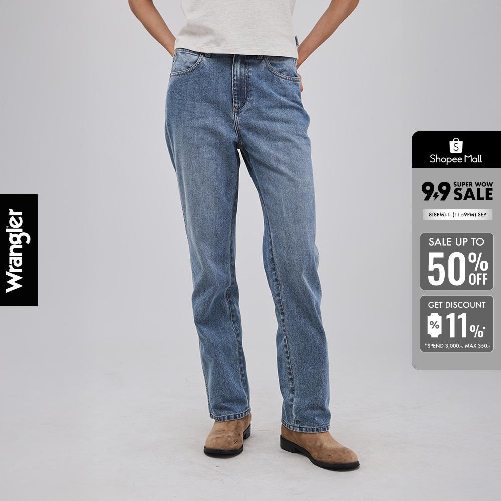 WRANGLER กางเกงยีนส์ผู้หญิง คอลเลคชั่น Beyond Denim เอวกลาง ทรงตรง รุ่น WR F126WSUNN06 - สียีนส์อ่อน