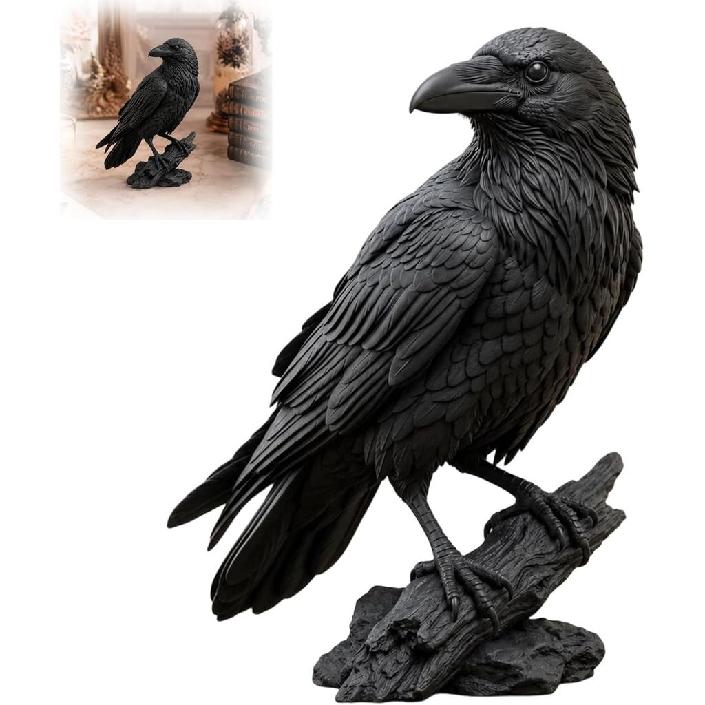 Gothic Bird Sculpture, The Ravens Perch Gothic Decor Wall Sculpture