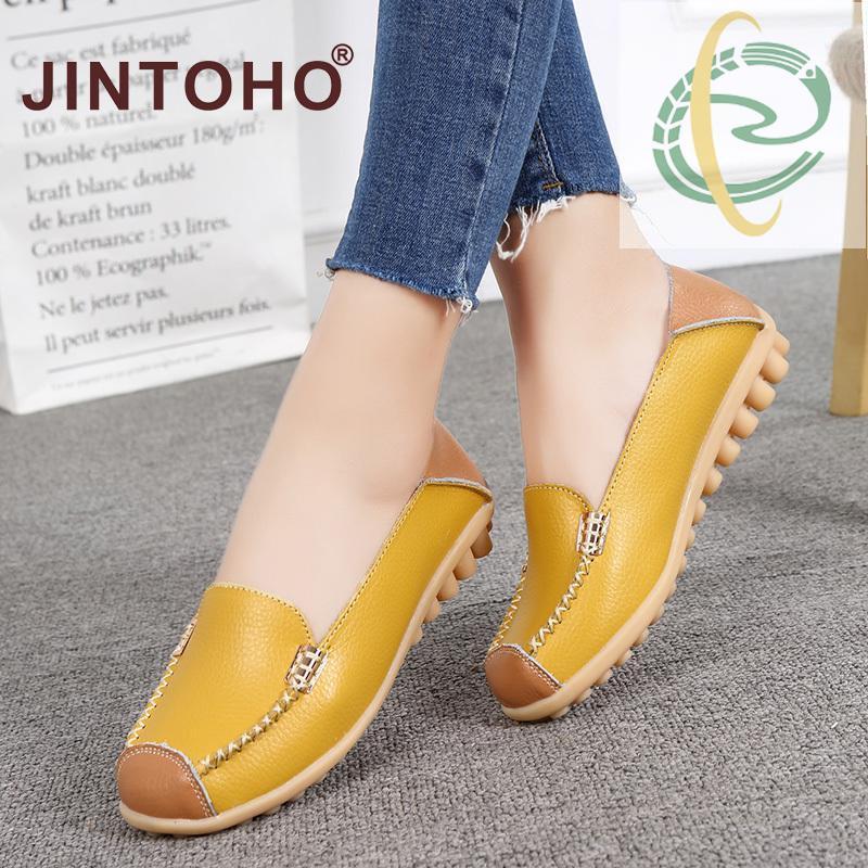 At9 Womens Big Size Plush Cowhide Ultra Portable Slip-On Office Ballet Flats