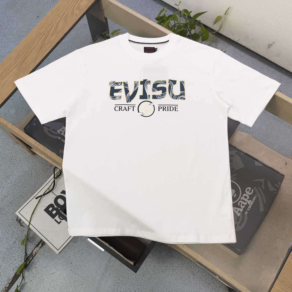 EVISU/God of Fortune/2026 คลาสสิกรอบคอแขนสั้นเสื้อยืดผู้ชายผู้หญิงสไตล์ใหม่อเมริกันอินเทรนด์ Breatha