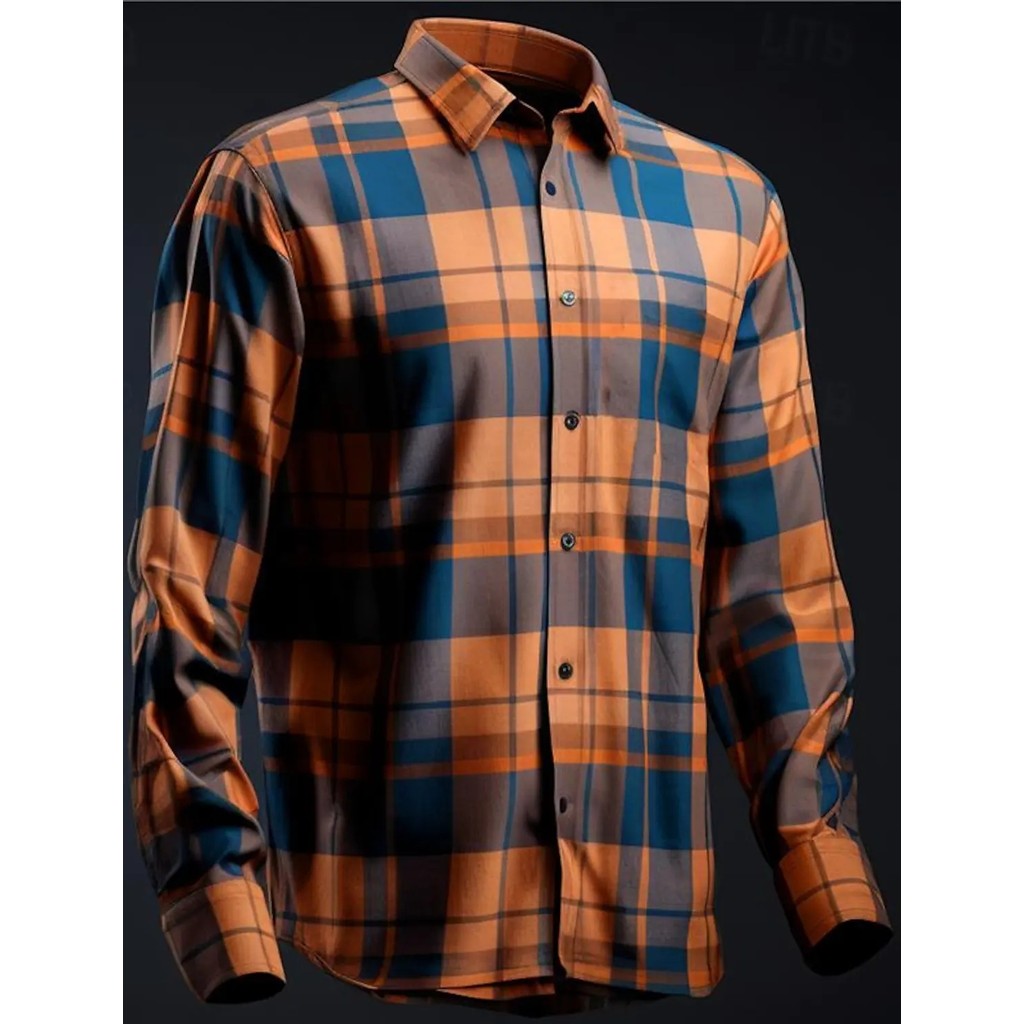 Geometic ธุรกิจลําลองผู้ชายชุดเสื้อปุ่มเสื้อแขนยาวธุรกิจทุกวันฤดูใบไม้ร่วงฤดูหนาวเสื้อคอปก 3D พิมพ์เ